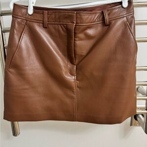 Aritzia Babaton Vegan Leather Mini Brown Size 10
